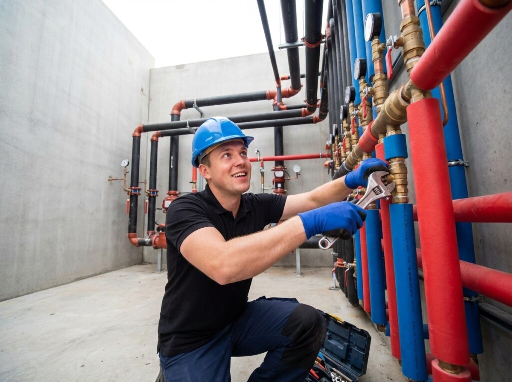 Plumbing crew installing rough-in piping on a Central Florida job site