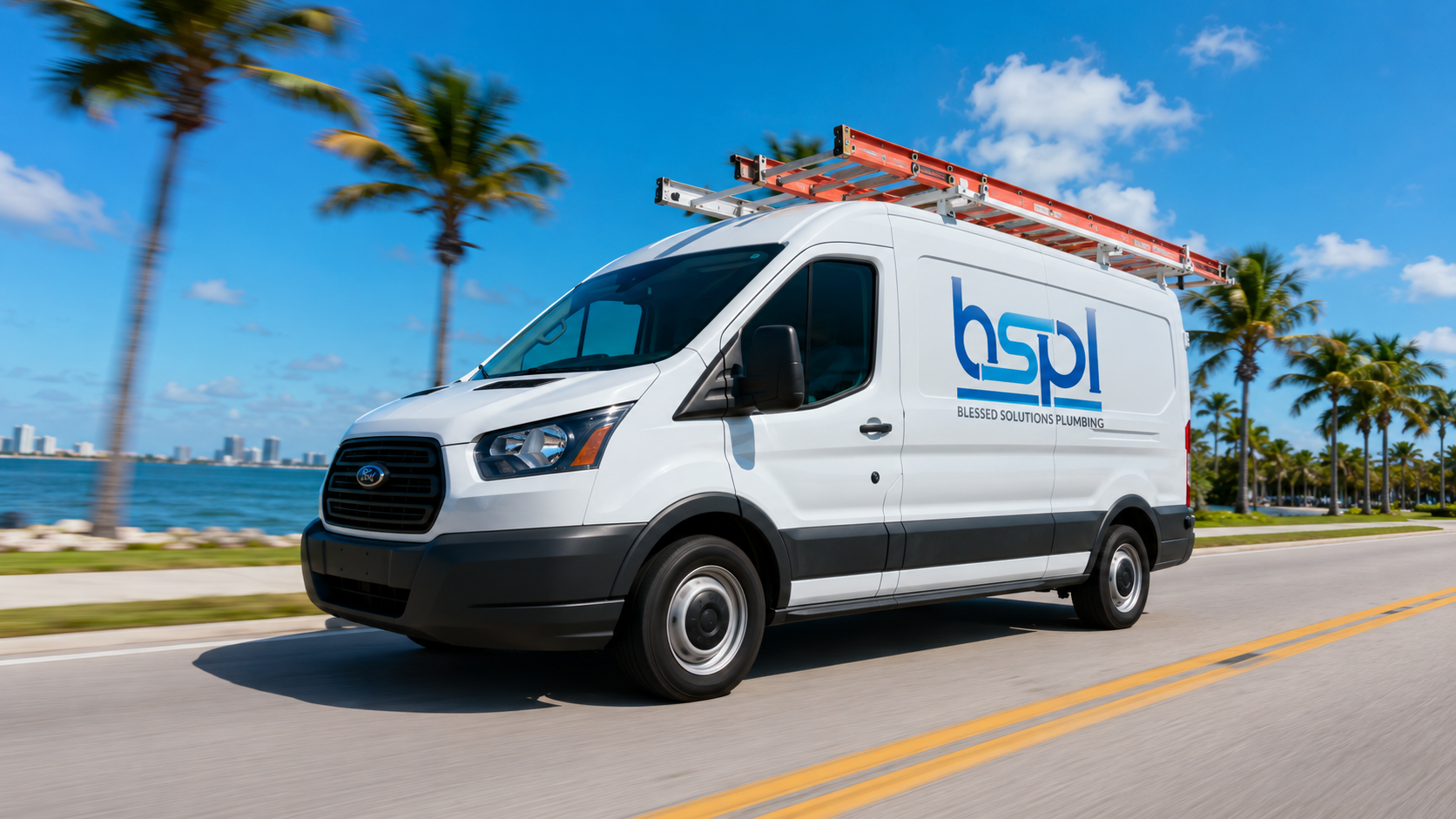 Blessed Solutions Plumbing branded service van serving Orlando, Kissimmee and St. Cloud FL