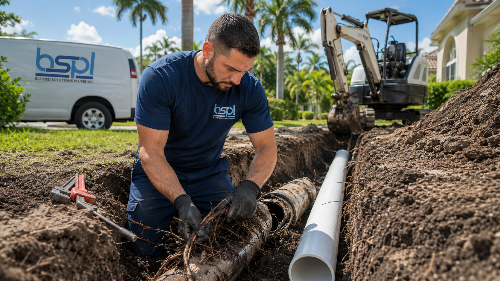 Removing sand, sludge and debris from a residential sewer line in St. Cloud FL