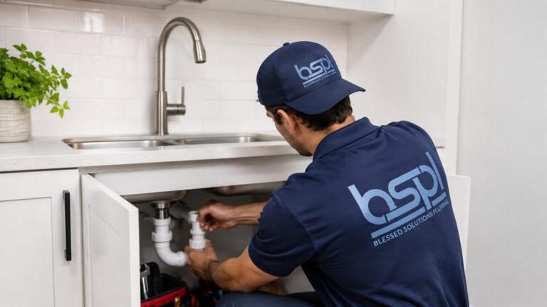 Plumber repairing a kitchen sink drain line in Central Florida