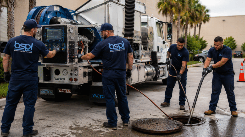 Removing sand, sludge and debris from a residential sewer line in St. Cloud FL