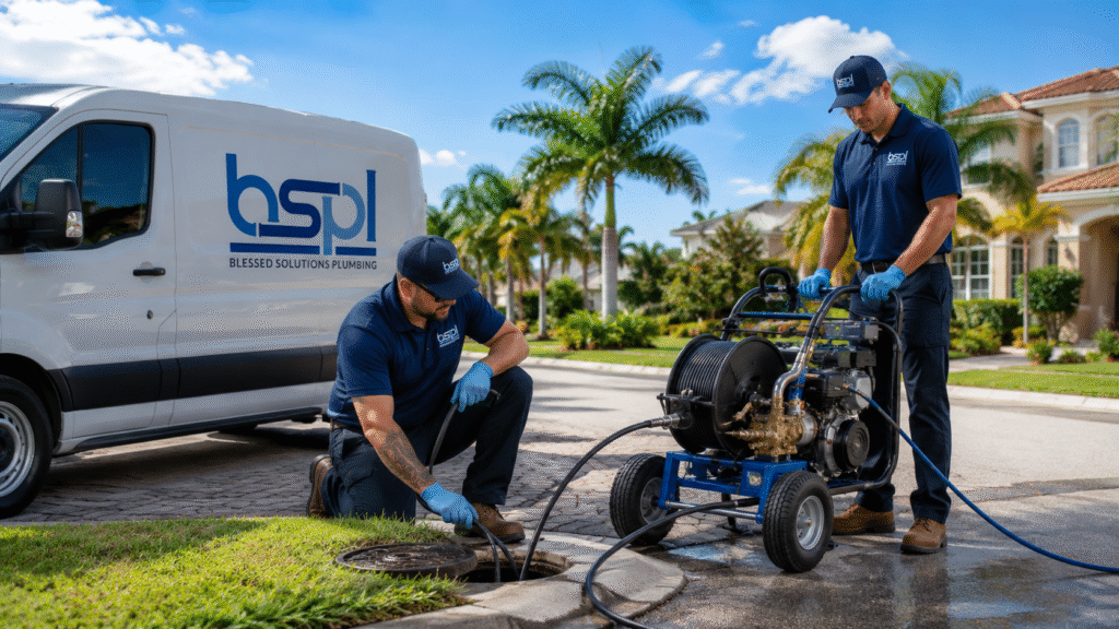 Sewer camera inspection verifying a clean, free-flowing drain line after hydro-jetting in Central Florida