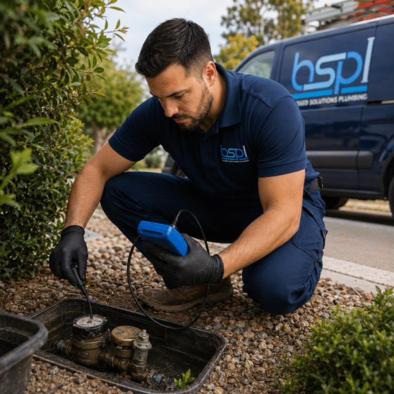 Blessed Solutions Plumbing technician performing slab leak detection in Orlando FL