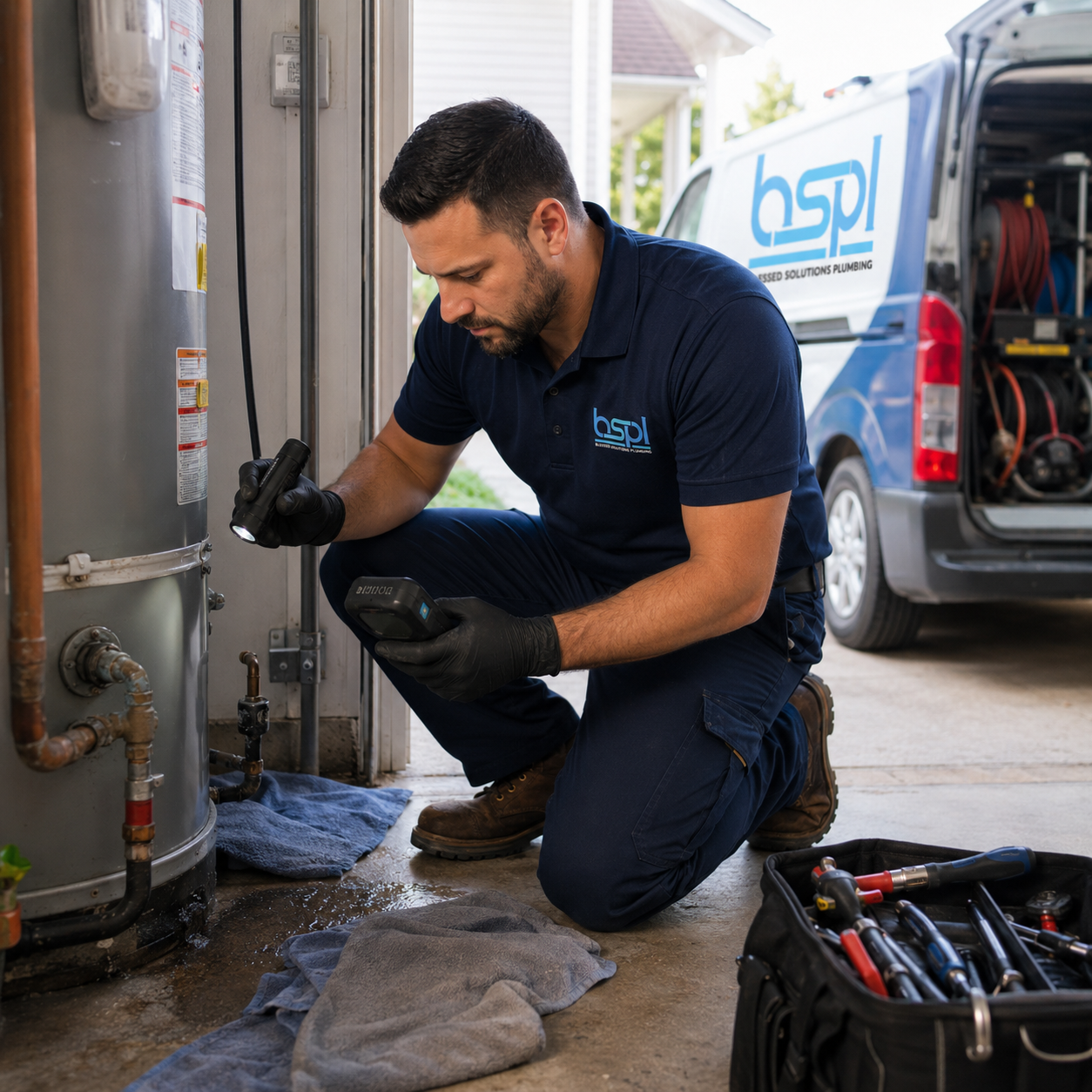 Homeowner with reliable hot water after tankless water heater maintenance in Central Florida
