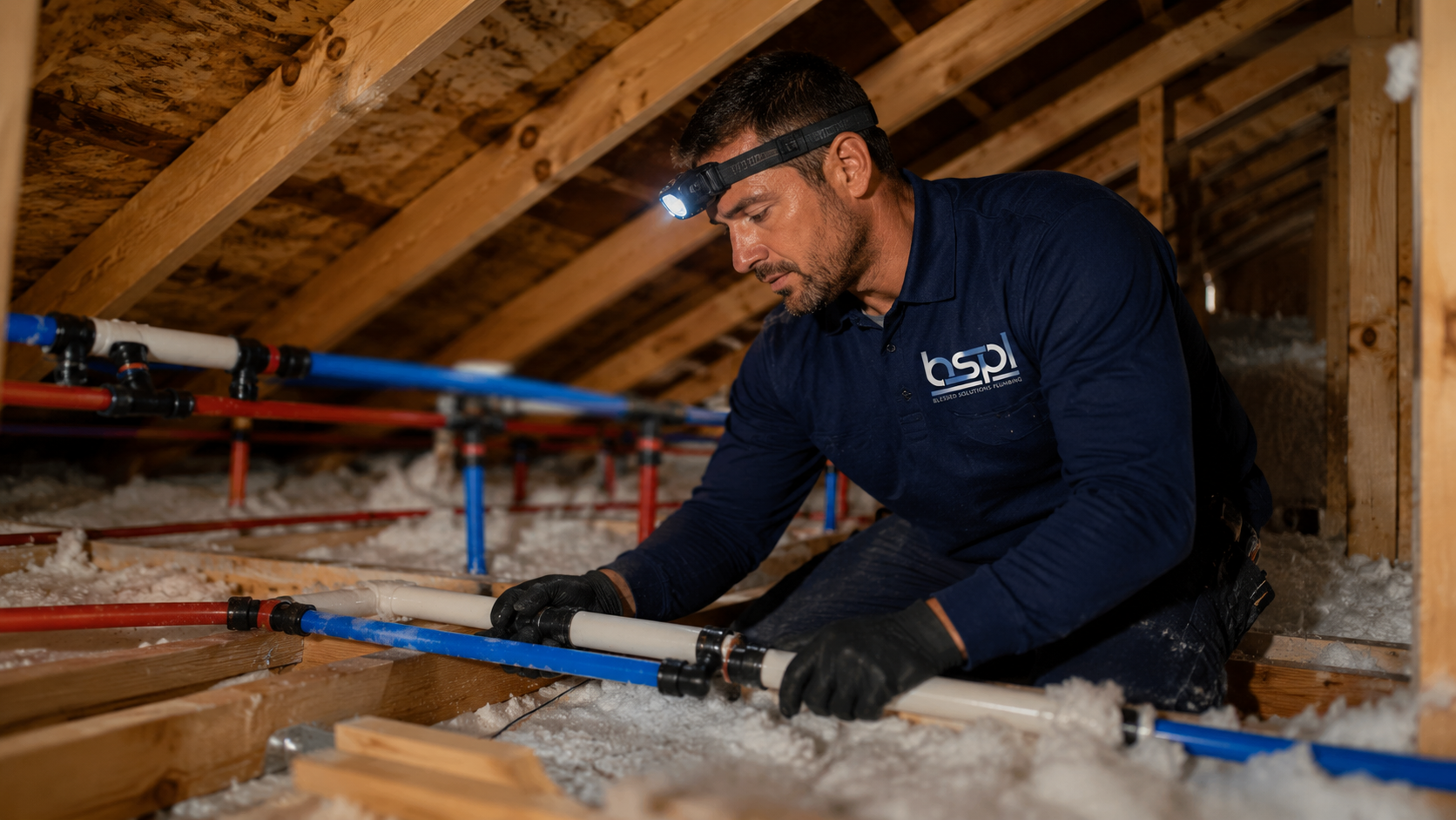 Licensed plumber completing a whole-home repipe in Central Florida