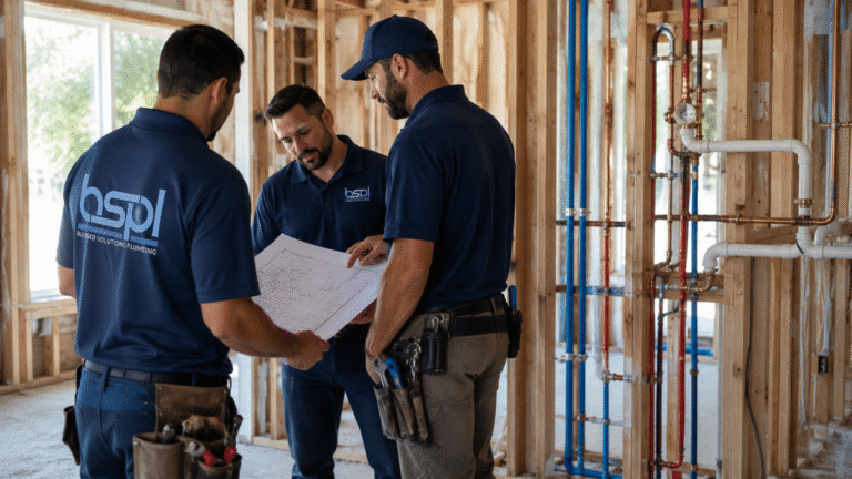 Blessed Solutions Plumbing technician performing water line installation in Orlando FL