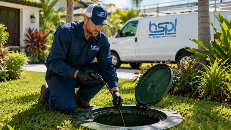 New septic tank installation at a Central Florida home by Blessed Solutions Plumbing