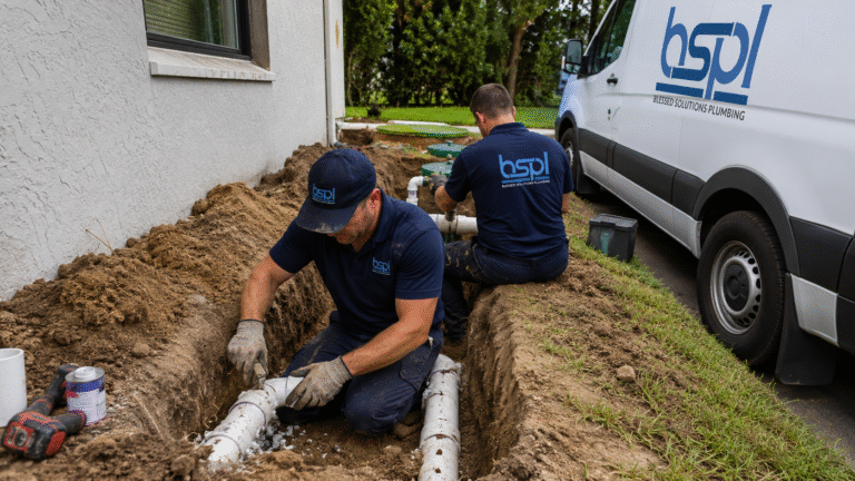 Repairing a backed-up septic system at a residential property in Central Florida