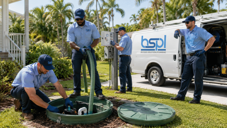 Blessed Solutions Plumbing performing a septic tank inspection in Orlando FL