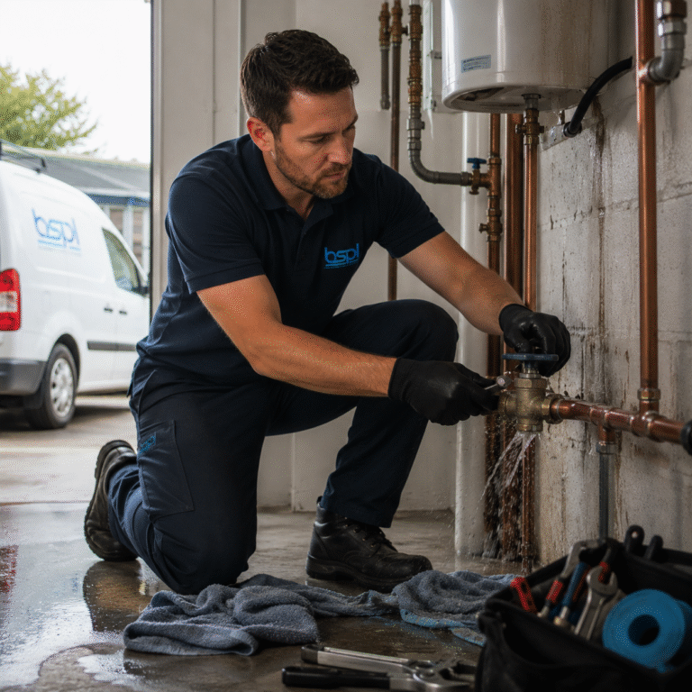 Blessed Solutions Plumbing technician performing water line installation in Orlando FL