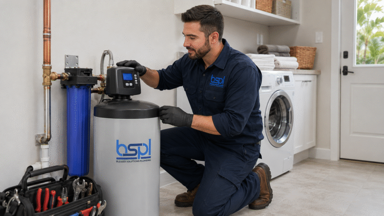 Professional water softener installation by Blessed Solutions Plumbing in St. Cloud FL