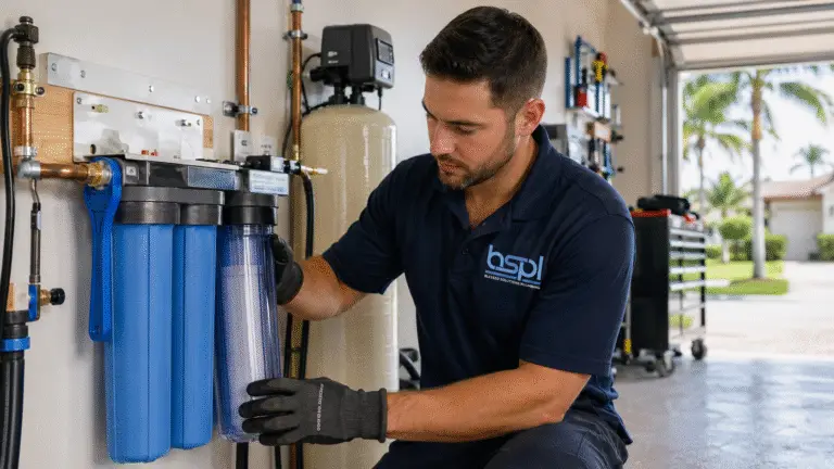 Blessed Solutions Plumbing technician performing water filtration system installation in Orlando FL