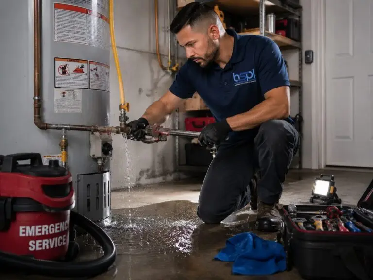 24/7 emergency plumber responding to a burst pipe in Orlando