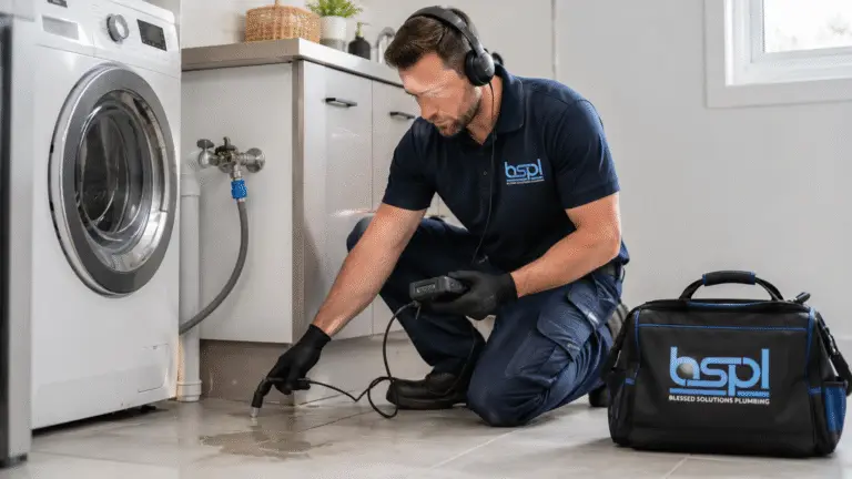 Slab leak detection using acoustic listening equipment on a tile floor in Kissimmee FL
