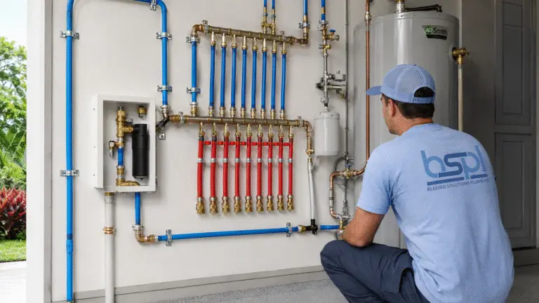 Blessed Solutions Plumbing technician repairing a main water line in Orlando FL