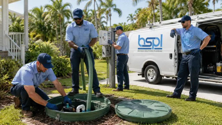 Blessed Solutions Plumbing performing a septic tank inspection in Orlando FL