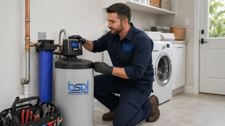 Professional water softener installation by Blessed Solutions Plumbing in St. Cloud FL