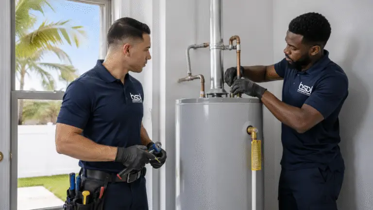 Blessed Solutions Plumbing plumber repairing a residential water heater in Orlando FL