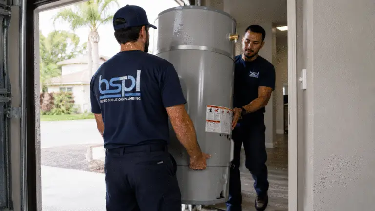 Blessed Solutions Plumbing technician installing a water heater in Orlando FL
