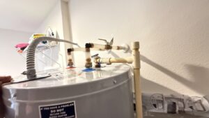 Water heater hookup with PEX and new shut-off valve - water heater installation by Blessed Solutions Plumbing, Orlando FL