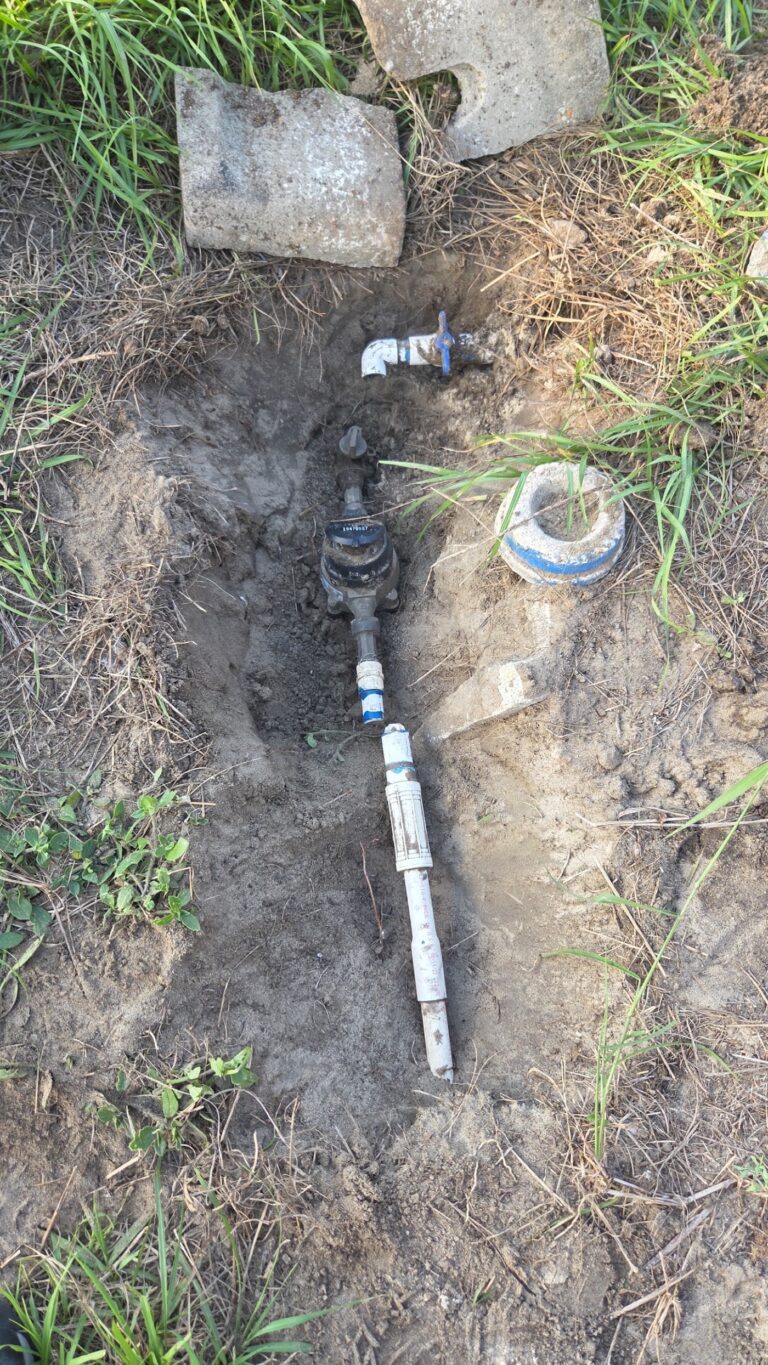 Water service line repair at the meter with new PVC - Blessed Solutions Plumbing, St. Cloud FL
