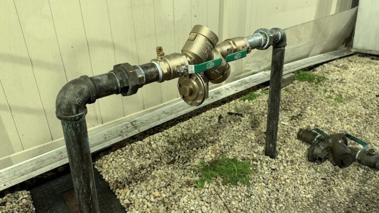 Zurn Wilkins 975XL backflow preventer replacement (old device removed) - Blessed Solutions Plumbing, Orlando FL